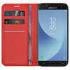 Leather Wallet Case & Card Holder Pouch for Samsung Galaxy J5 Pro - Red